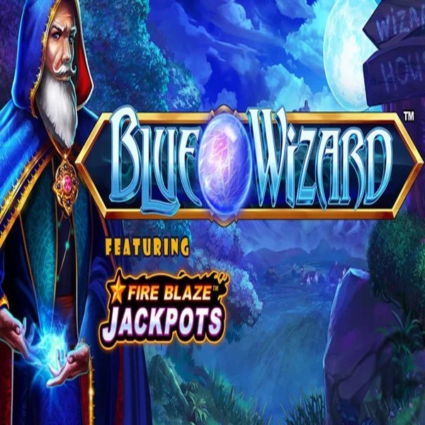 Blue Wizard Fire Blaze Jackpots by Rarestone Gaming, showcased at sky-hillscasino.eu.com – game logo